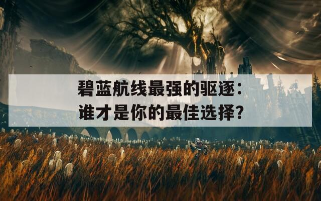 碧蓝航线最强的驱逐：谁才是你的最佳选择？