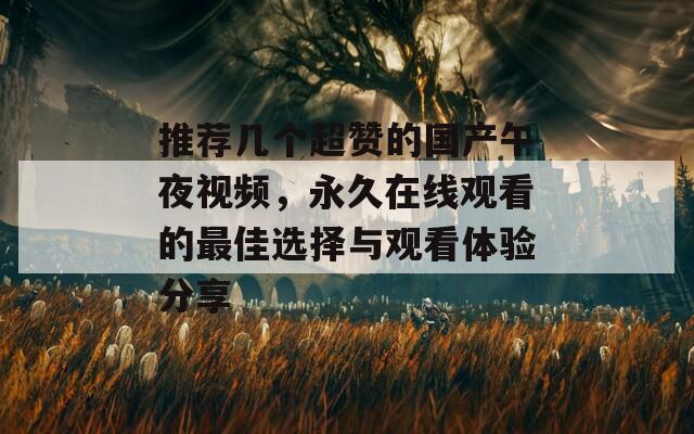 推荐几个超赞的国产午夜视频，永久在线观看的最佳选择与观看体验分享