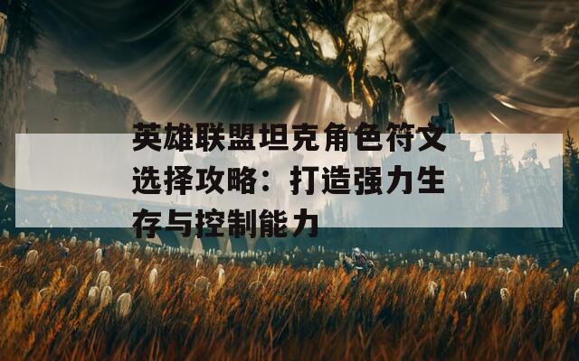 英雄联盟坦克角色符文选择攻略：打造强力生存与控制能力