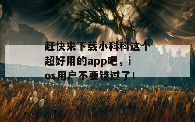 赶快来下载小科科这个超好用的app吧，ios用户不要错过了！