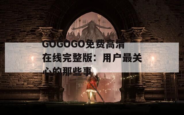 GOGOGO免费高清在线完整版：用户最关心的那些事