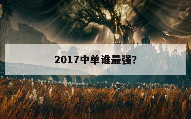 2017中单谁最强？