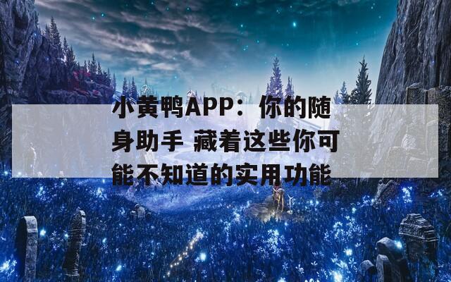 小黄鸭APP：你的随身助手 藏着这些你可能不知道的实用功能