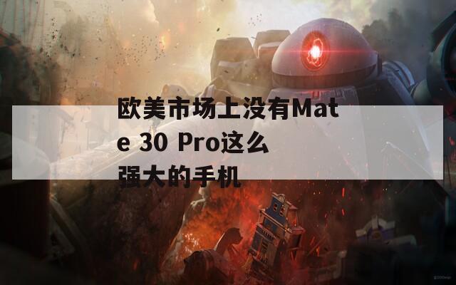 欧美市场上没有Mate 30 Pro这么强大的手机