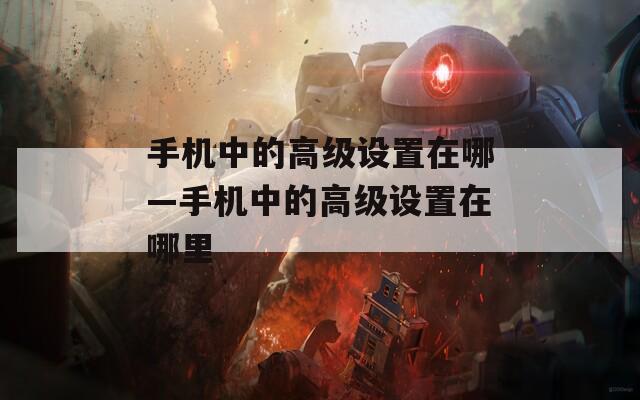 手机中的高级设置在哪—手机中的高级设置在哪里